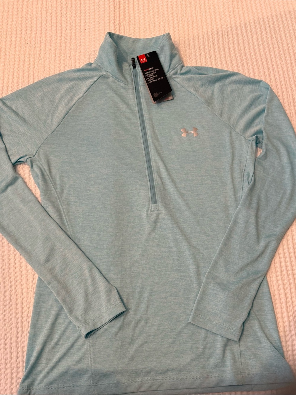Under Armour Heathered Aqua Blue Quarter-Zip Pullover